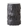 Black feather-patterned vase on a white background