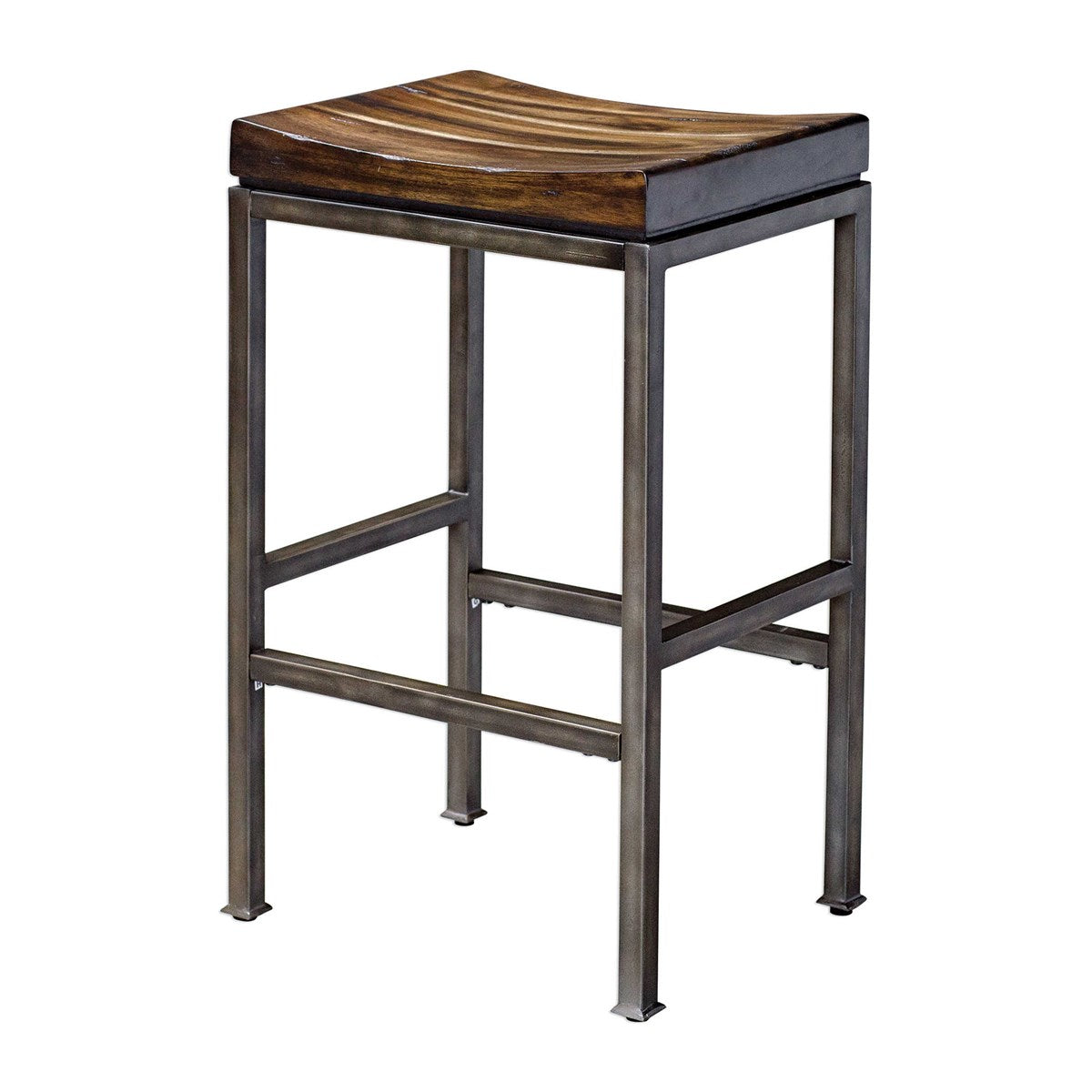 beck bar stool walnut seat with iron base