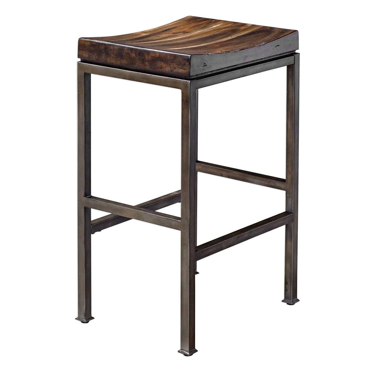 beck bar stool walnut seat with iron base