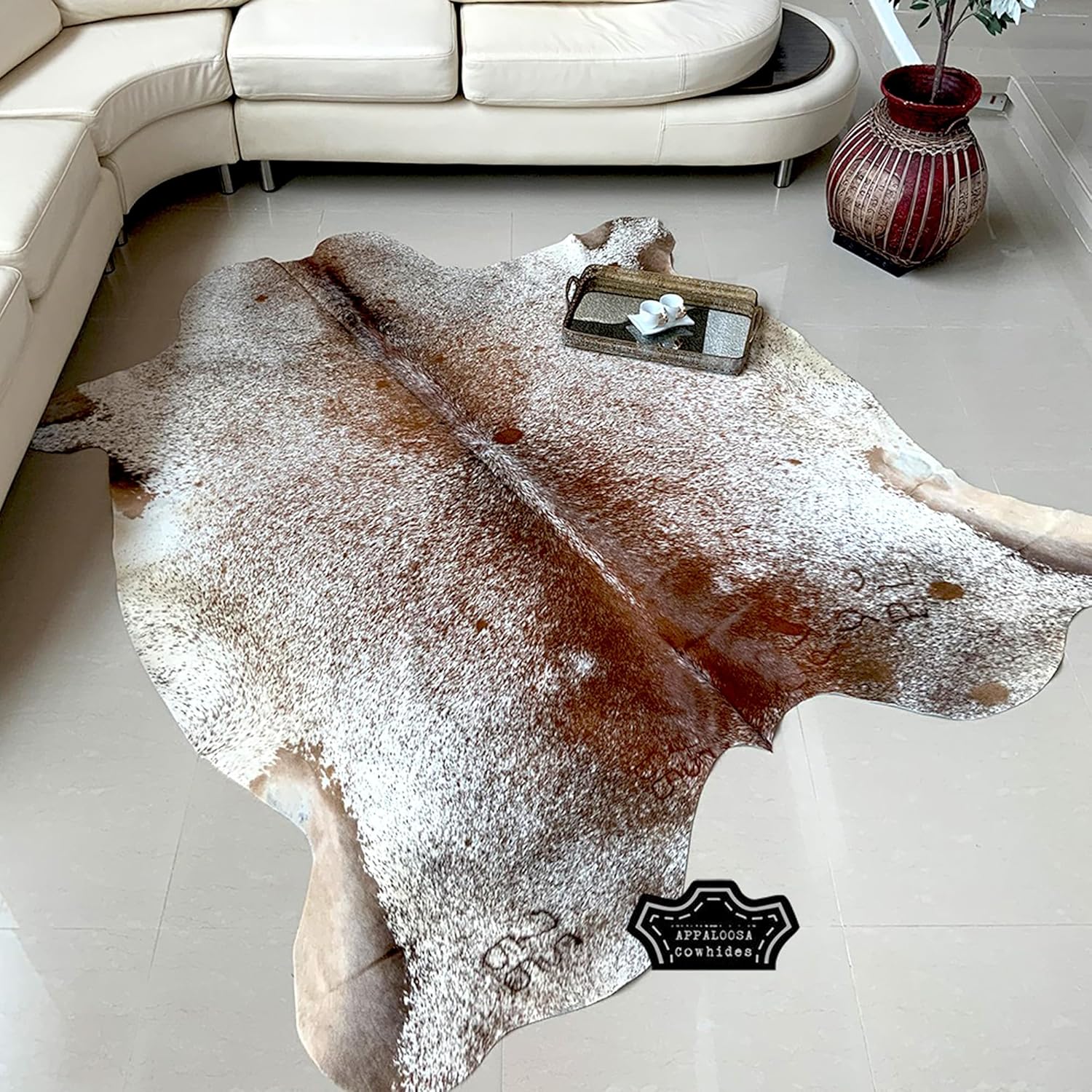 Brown and White Speckled Cowhide