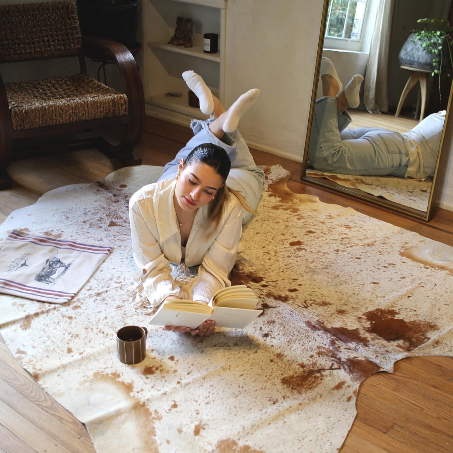 Brown and White Speckled Cowhide