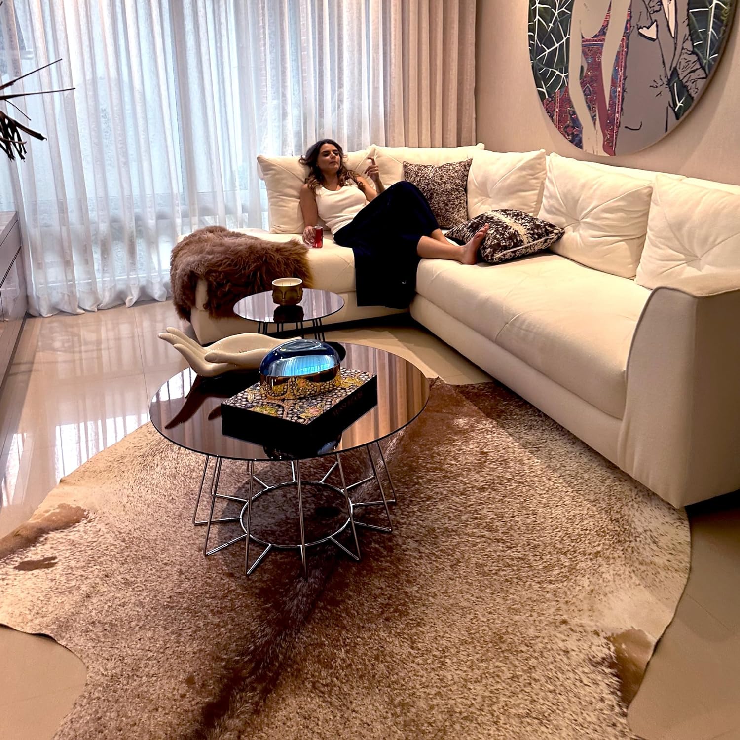 Brown and White Speckled Cowhide