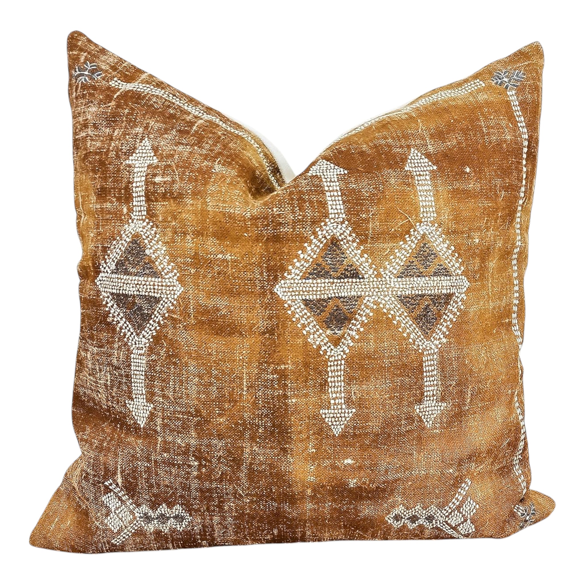 Moroccan Rug Design Embroidered Pillow