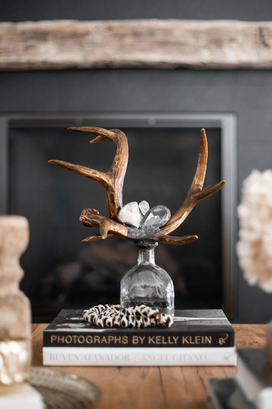 Criss Cross Antler Bottle, White