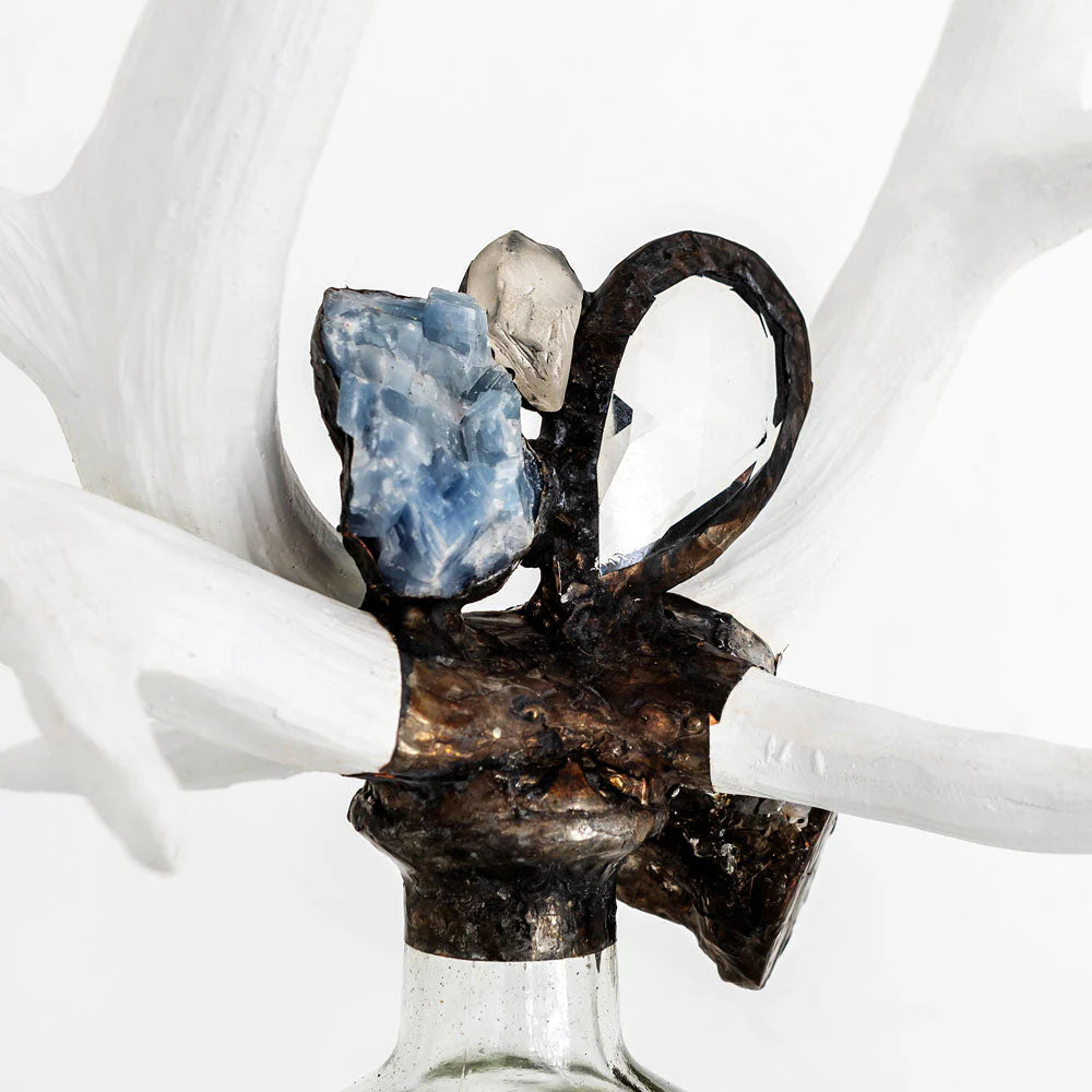 Criss Cross Antler Bottle, White