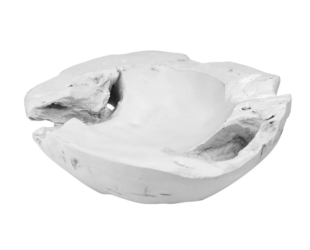 Small Whitewash Teak Root Bowl