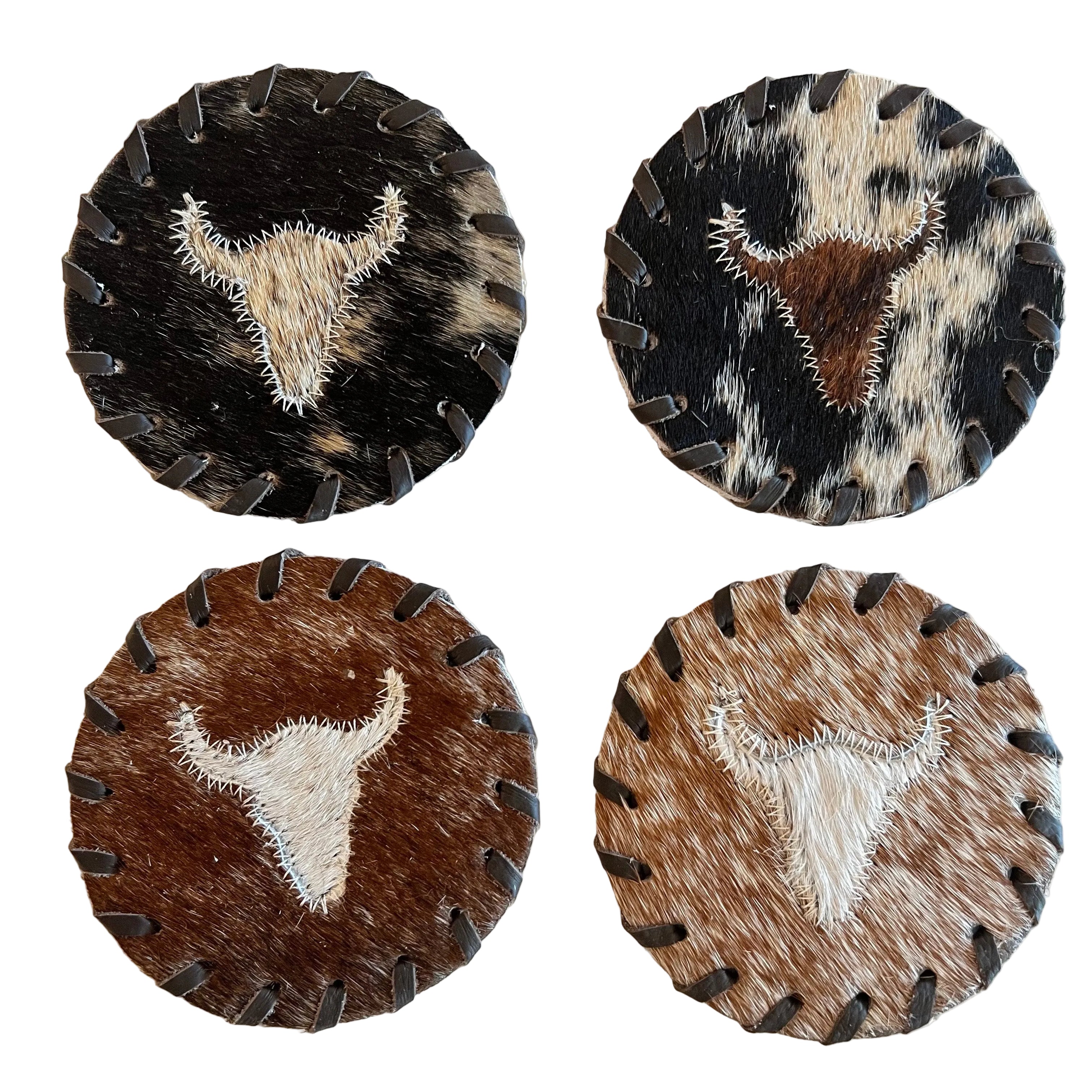 Bison Head Cowhide Coaster