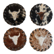 Bison Head Cowhide Coaster