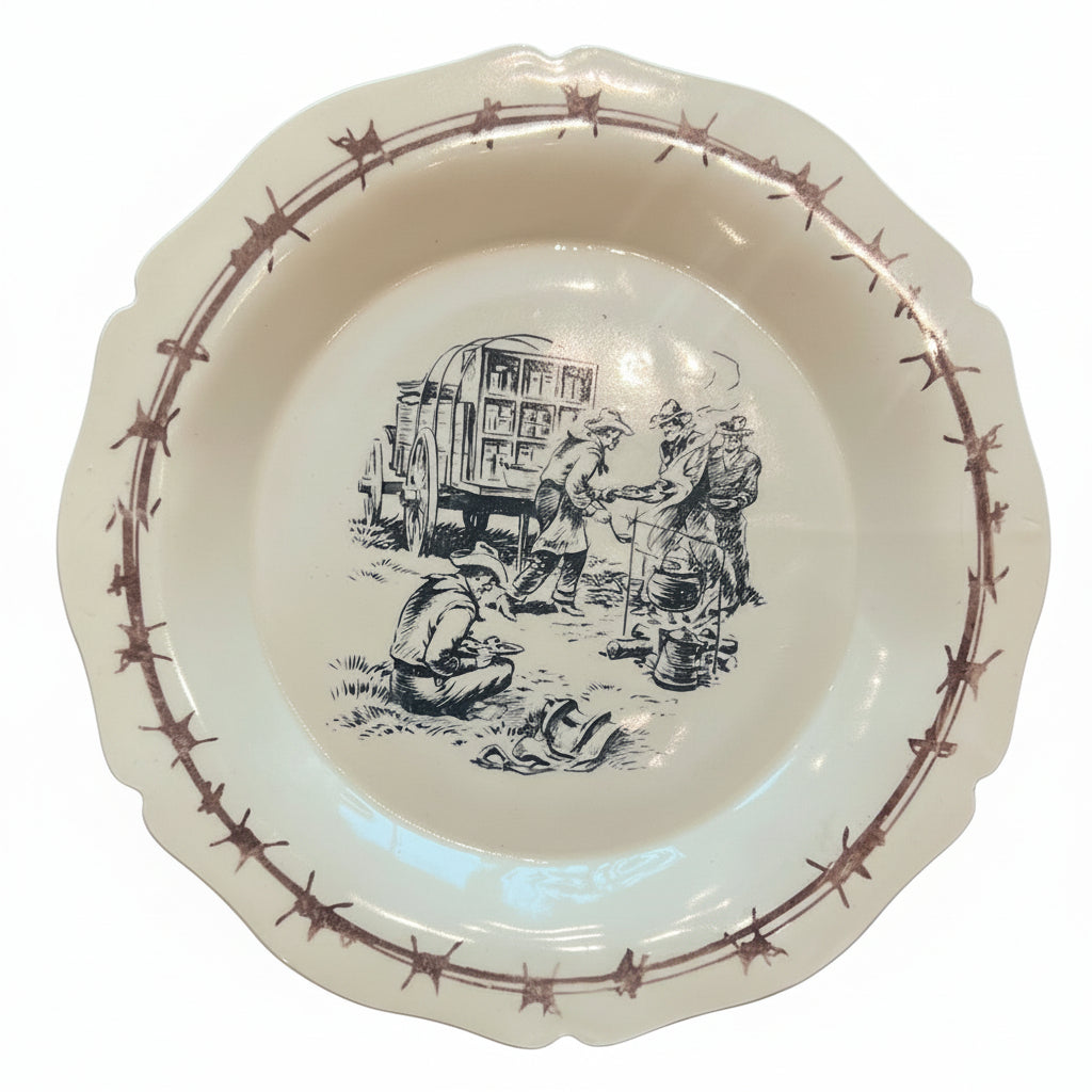 Set of Six Custom Chuckwagon Dinner Plates