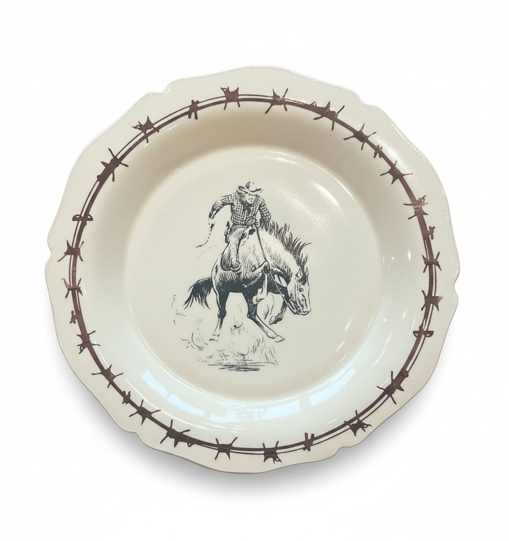 Set of Six Custom Chuckwagon Dinner Plates