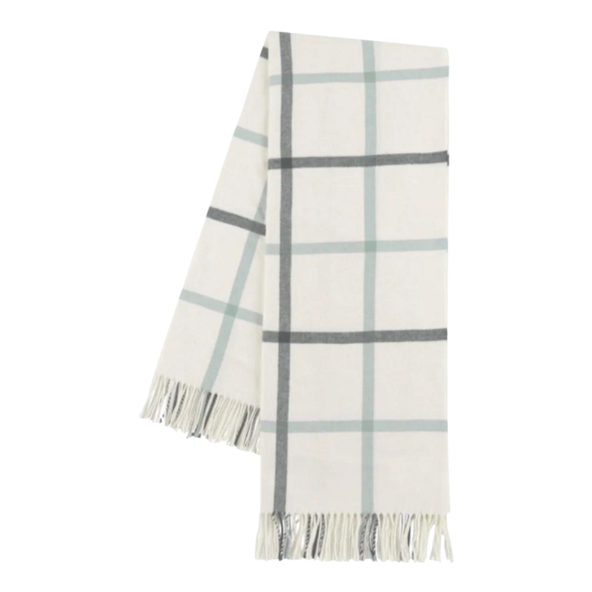 Charcoal And Sea glass Tattersall Plaid Throw