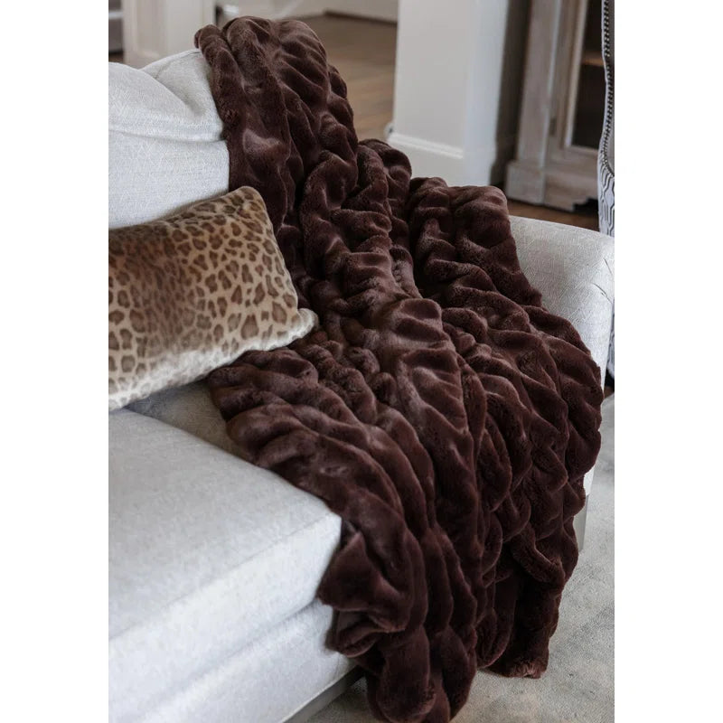 Mocha Mink Faux Fur Throw