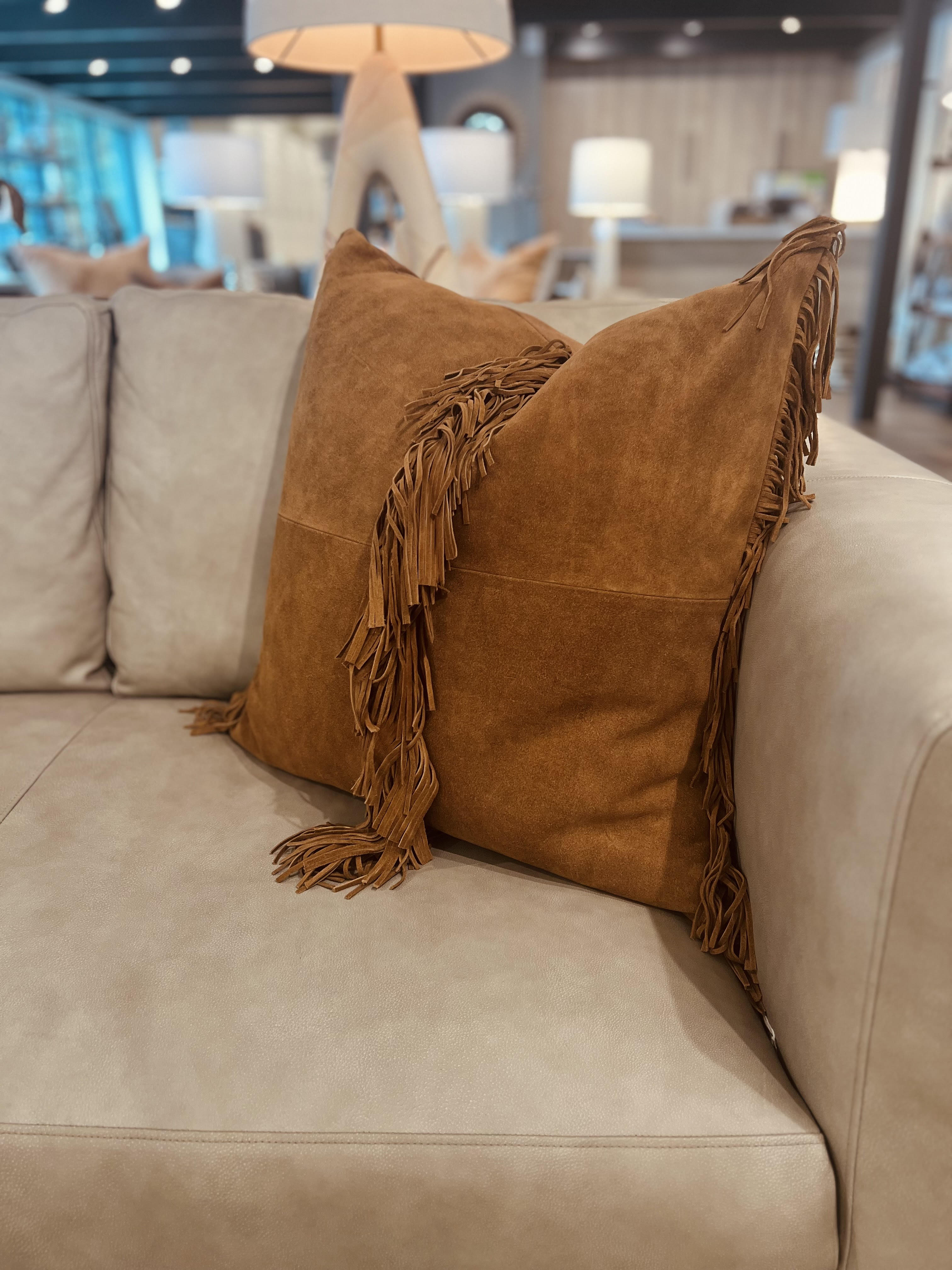Frankie Suede Fringe Pillow