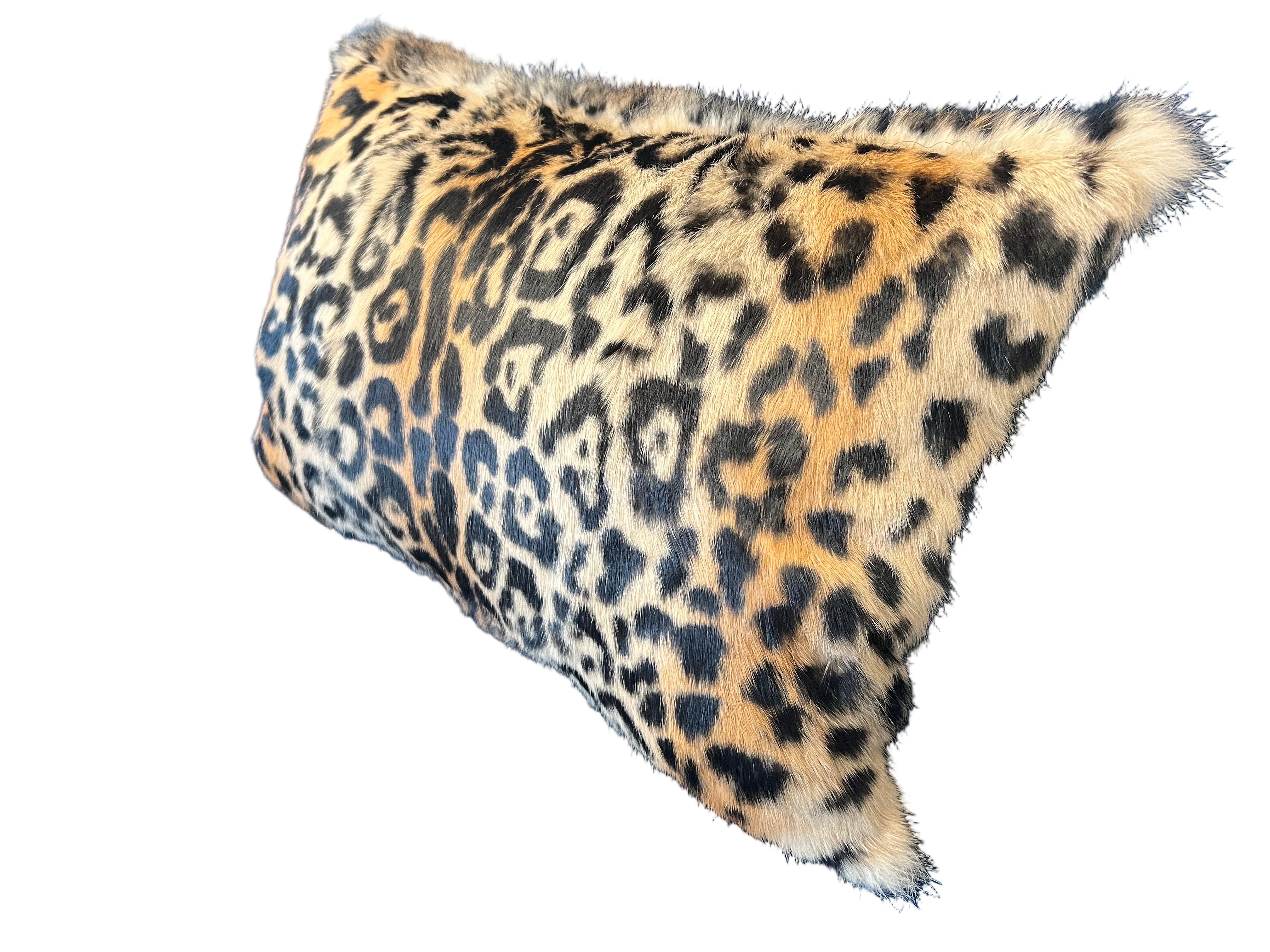 Leopard Print Lumbar Pillow in Rabbit Fur