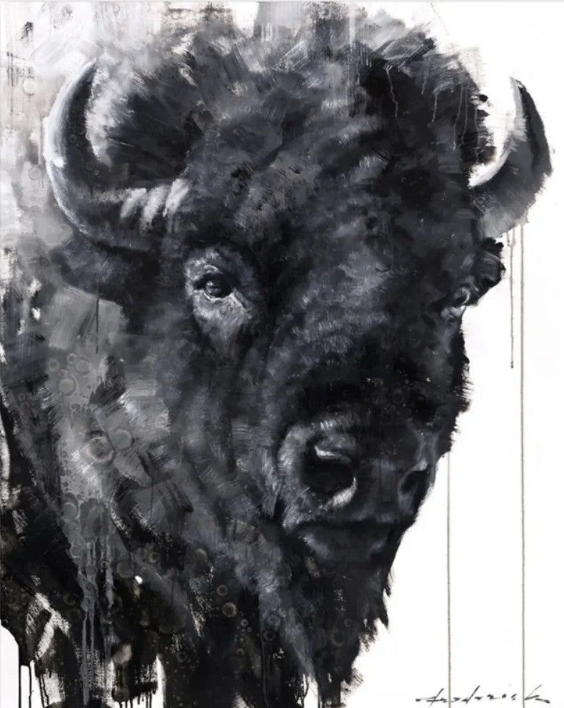 Limited Edition "Granite" Bison Framed Print by David Frederick Riley