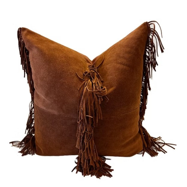 Frankie Suede Fringe Pillow