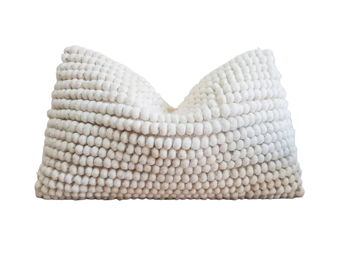 Handmade Ivory Boho Throw Pillow