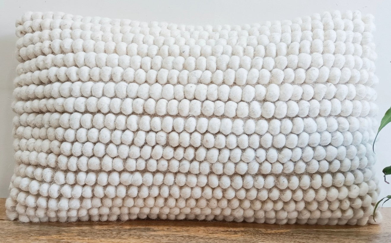 Handmade Ivory Boho Throw Pillow
