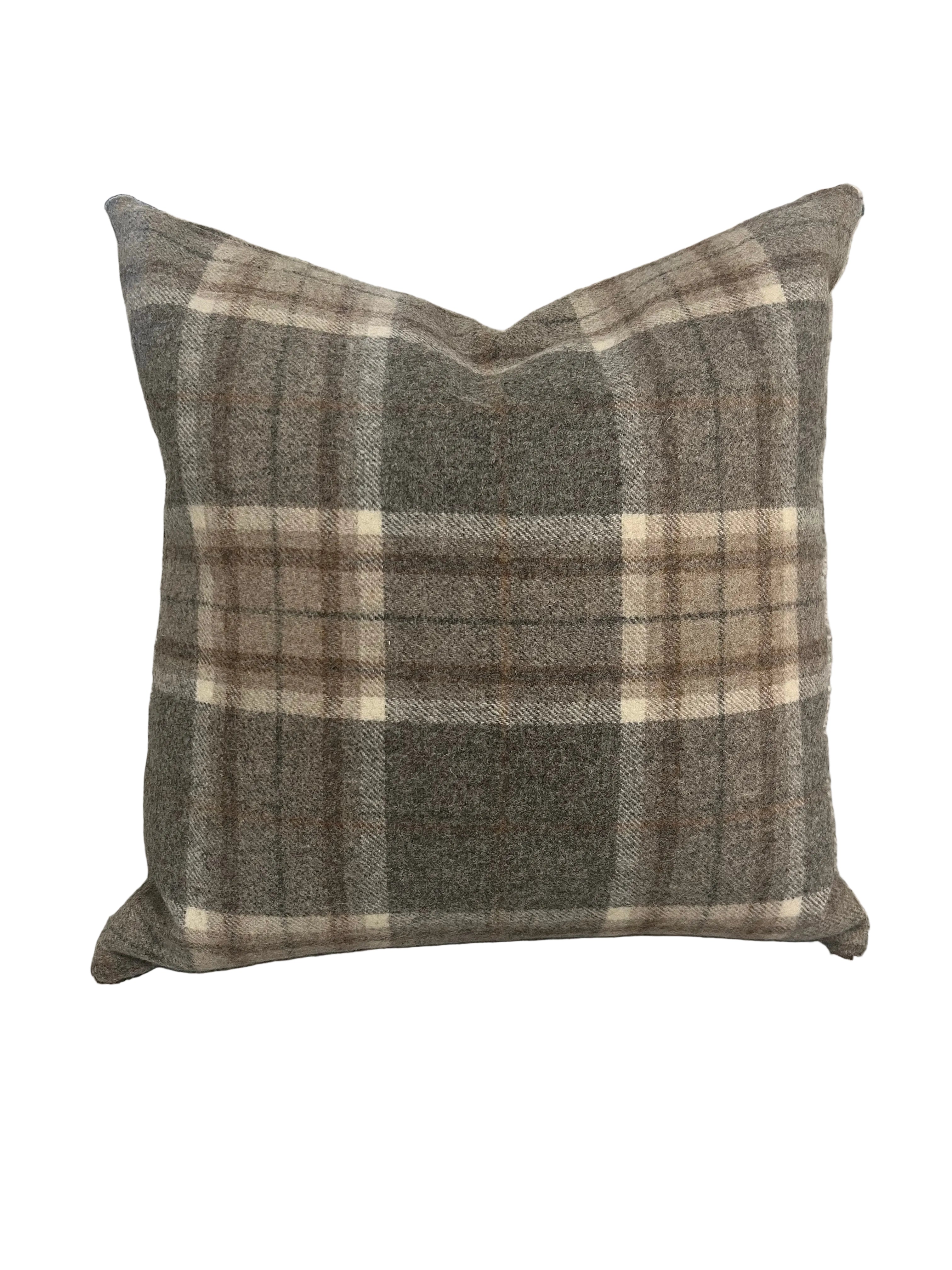 Aysgarth Mushroom Wool Plaid Pillow