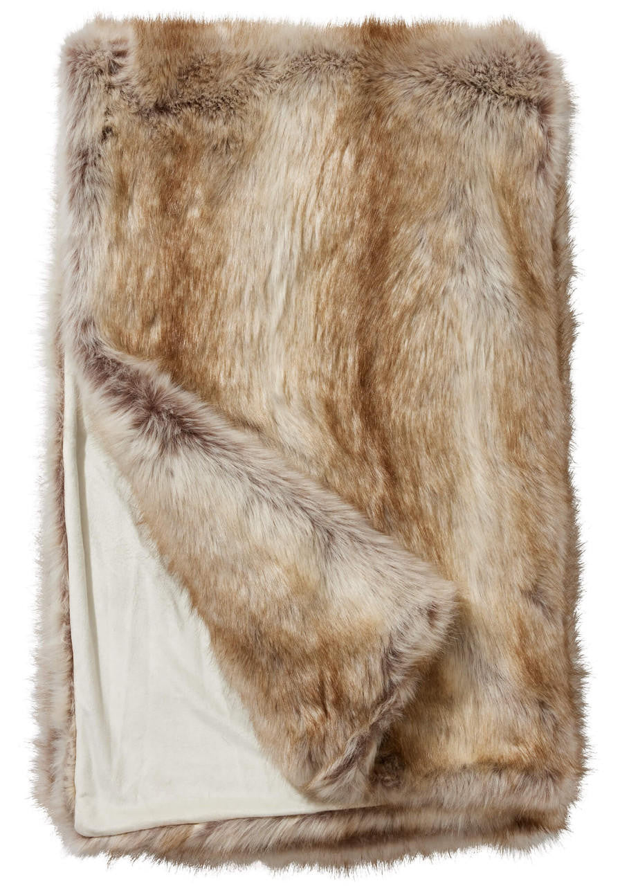 Blonde Fox Faux Fur Throw Blanket