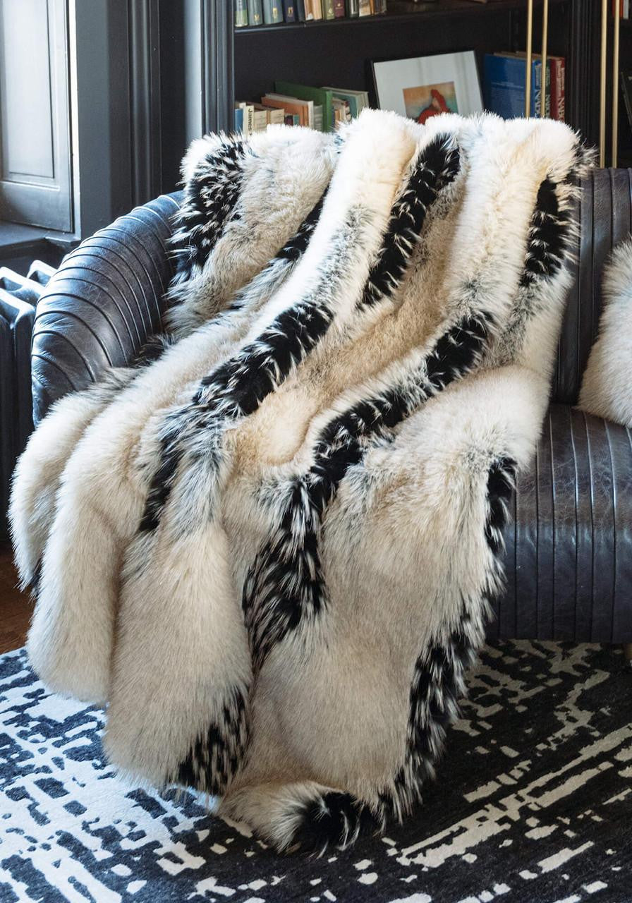 Ivory Fox Faux Fur Throw Blanket