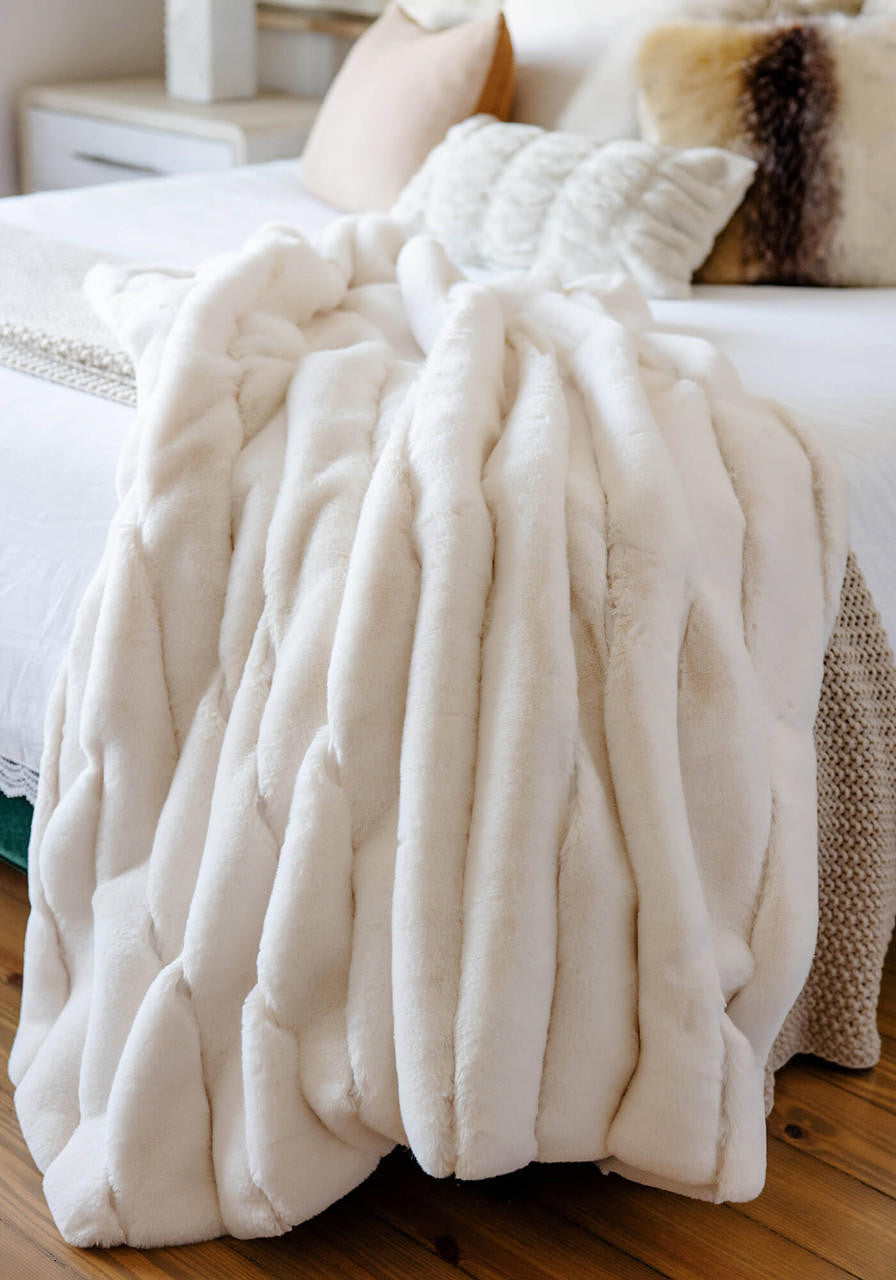 Ivory Faux Fur Posh Throw
