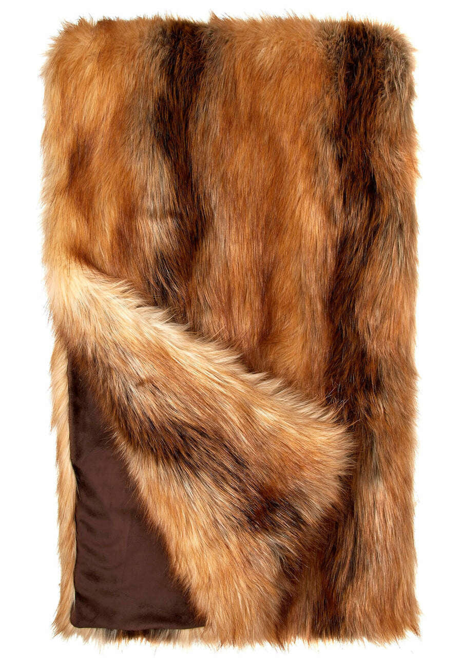 Red Fox Faux Fur Throw Blanket