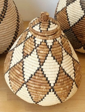 Large Hand Woven Lidded Basket