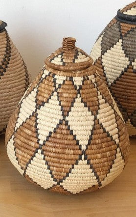 Large Hand Woven Lidded Basket
