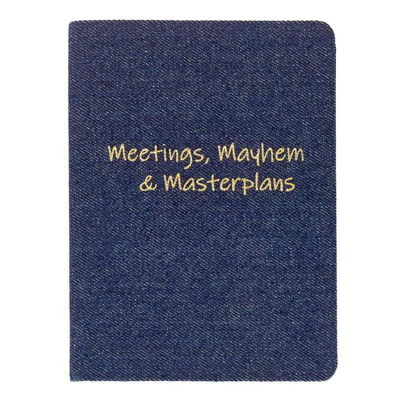 Meetings, Mayhem, Master Plan Notebook in Denim