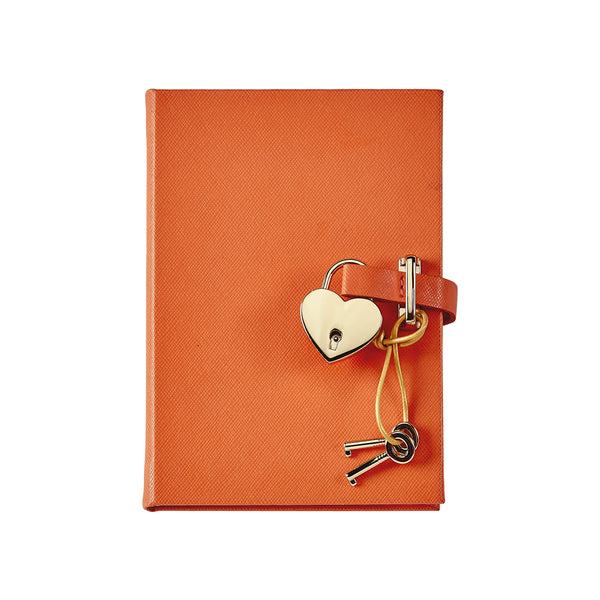 Small Heart locked journal Orange