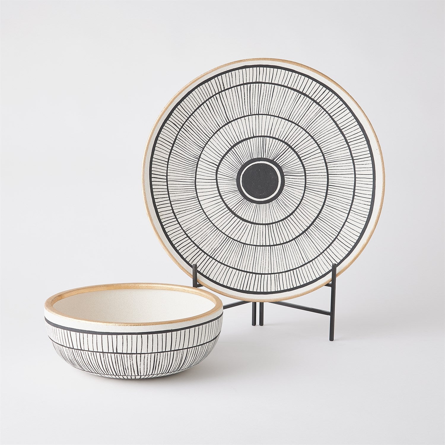 Black and Beige Medallion Charger/Centerpiece