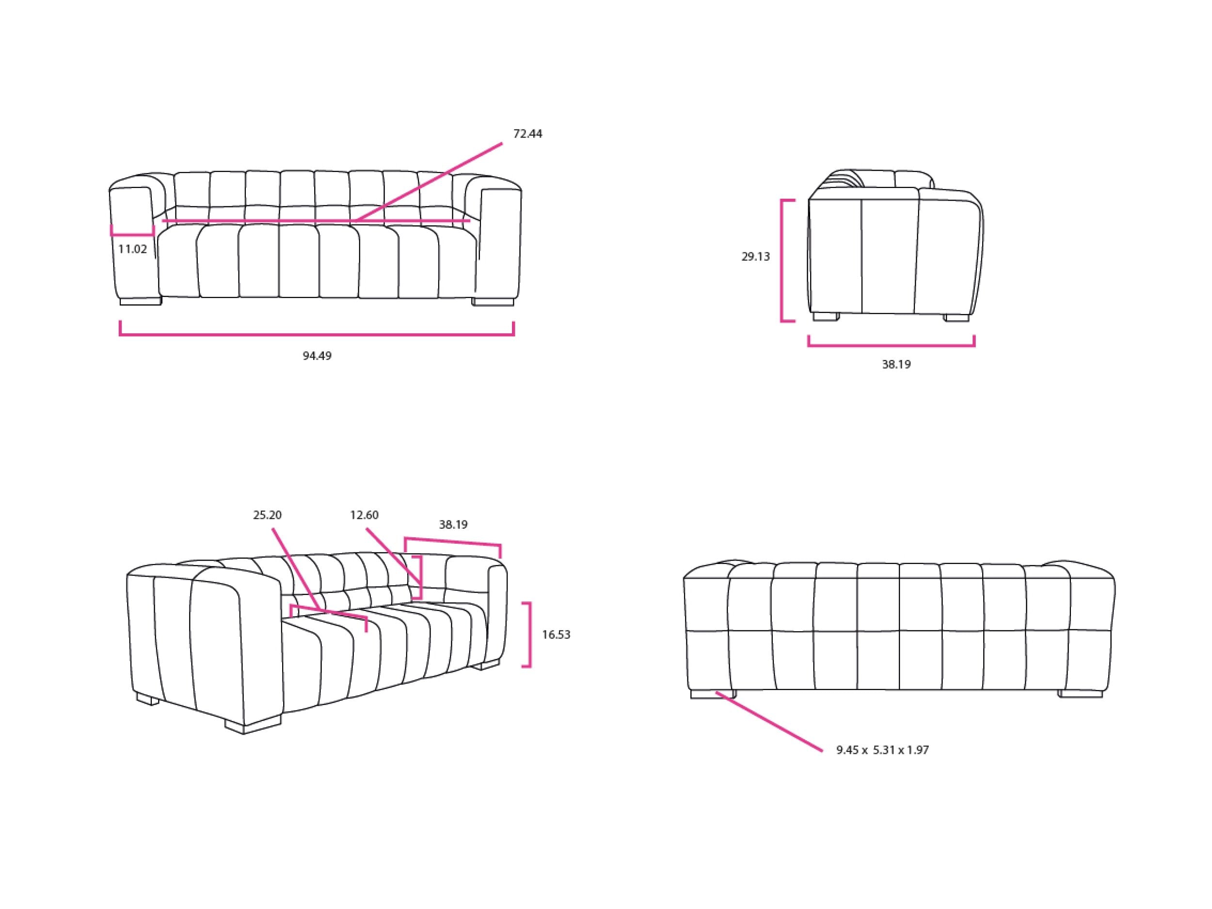 Grenoble Sofa, 2 Leather Options