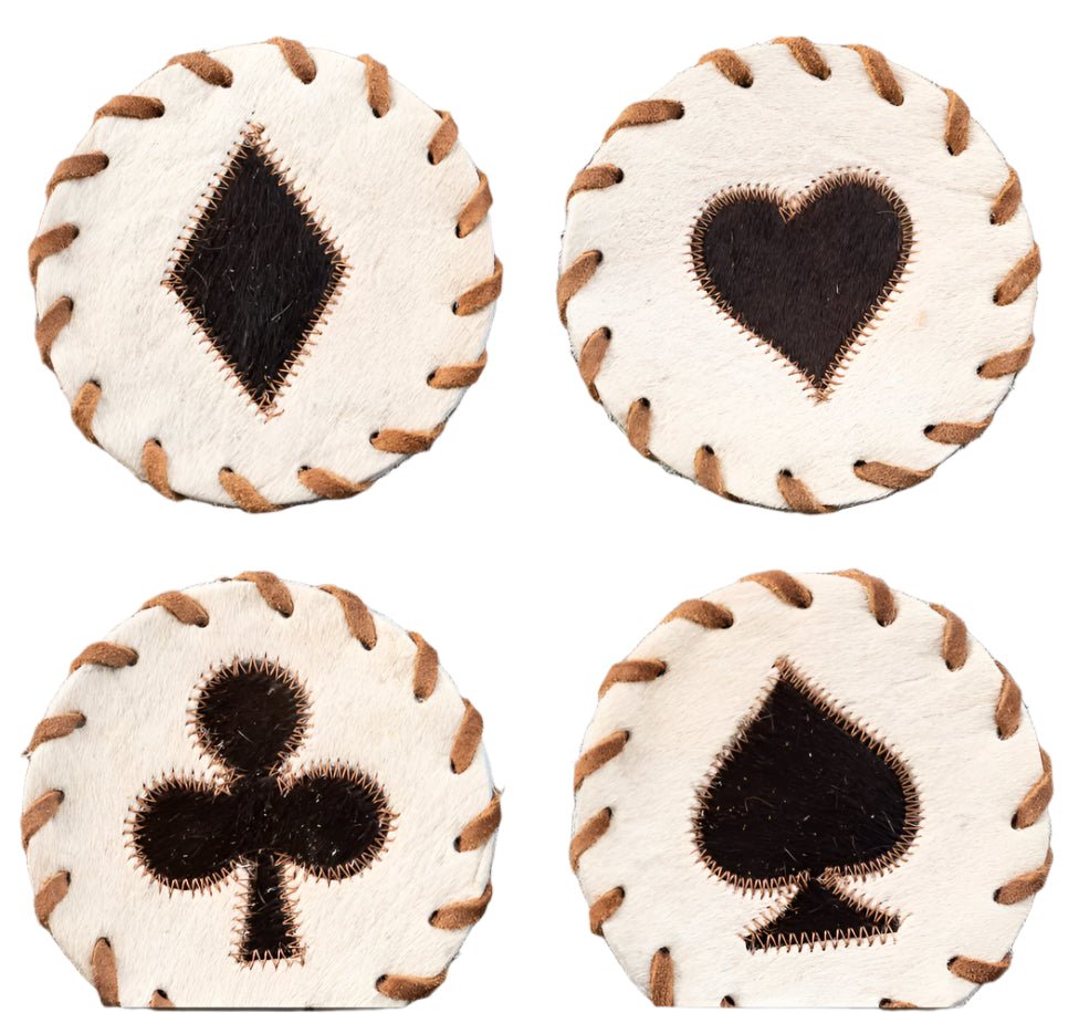 Cowhide Playing Card Coasters