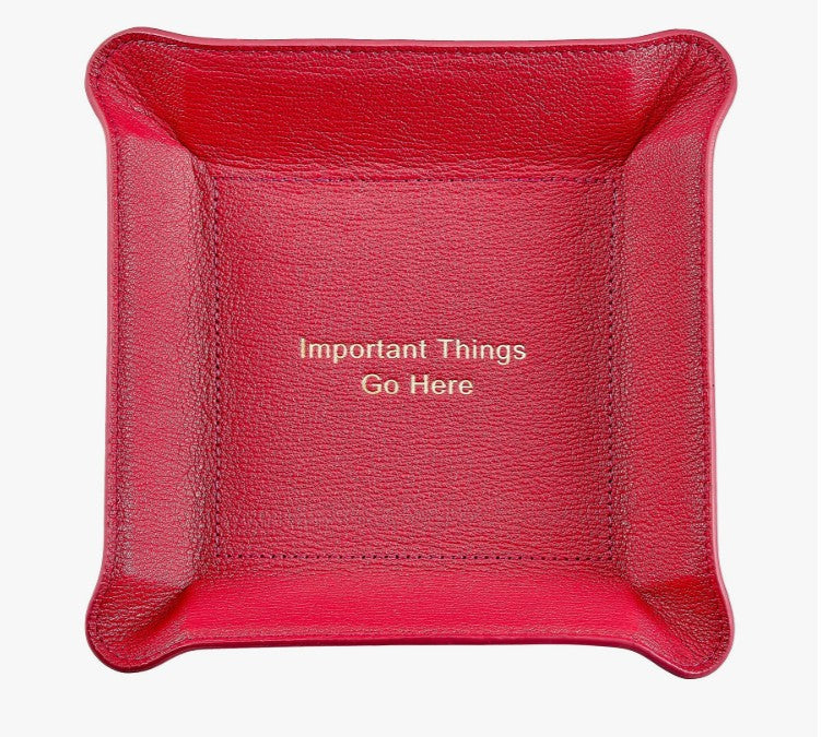 "Important Things Go Here" Leather Valet Tray