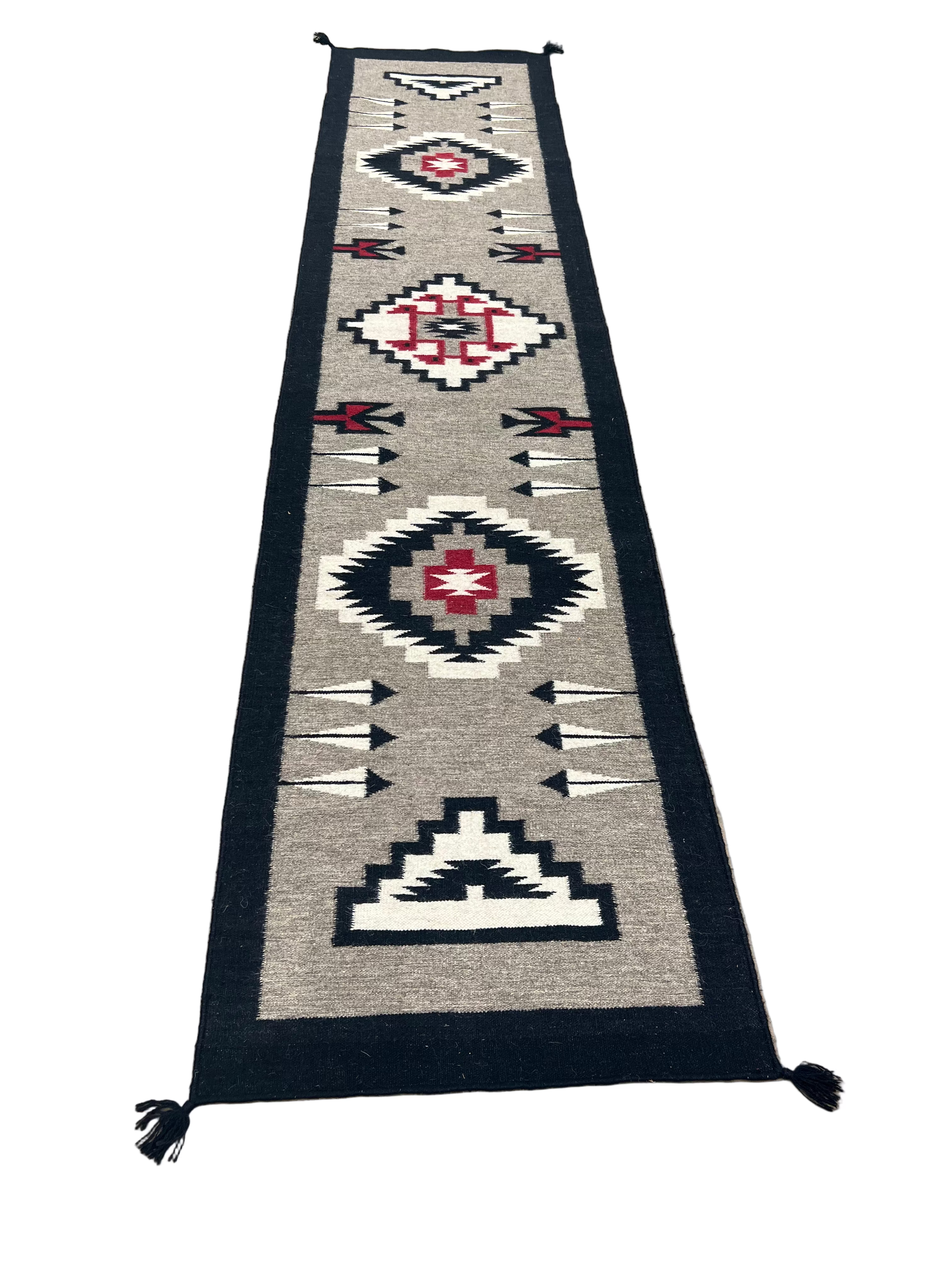 Red Geometric Tribal Berber Wool Runner