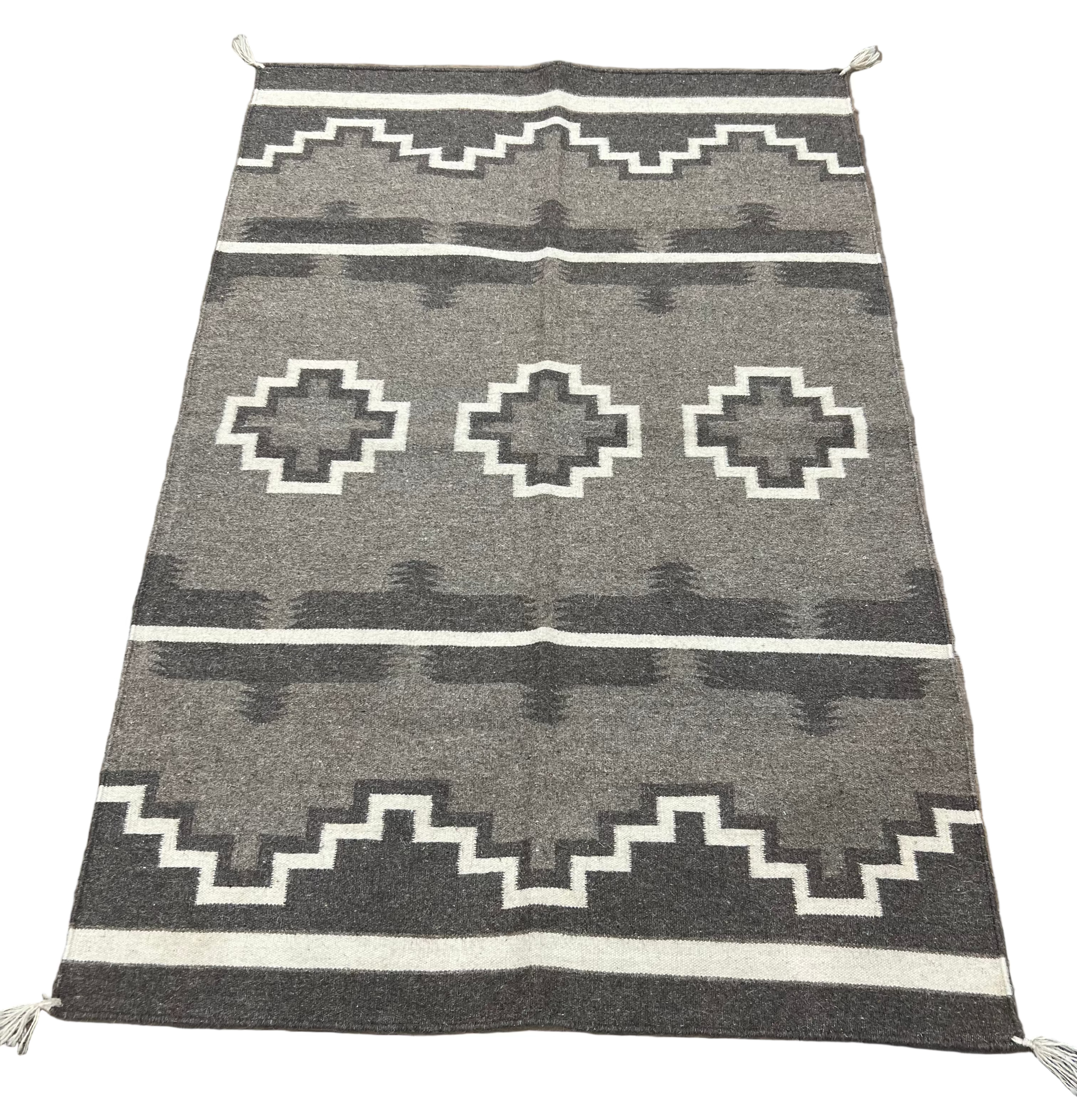 Geometric Grey Tribal Berber Wool Rug
