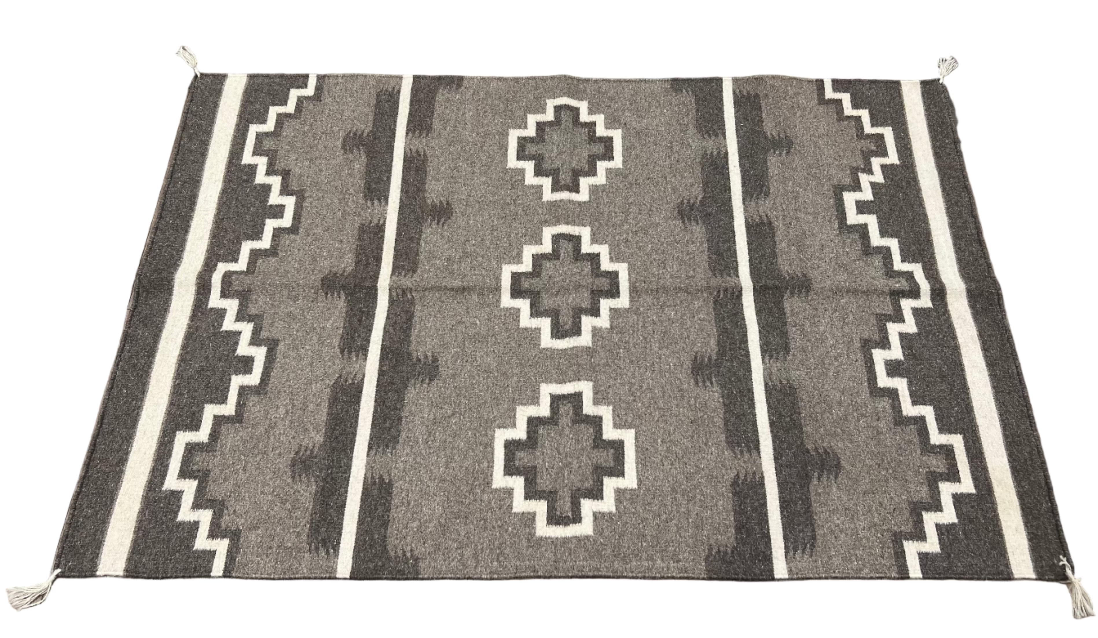Geometric Grey Tribal Berber Wool Rug