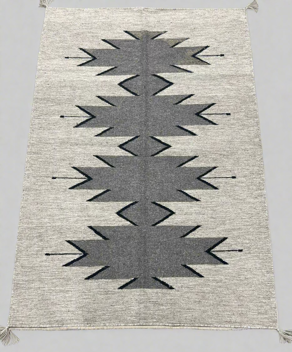 Geometric Greys Tribal Berber Wool Rug