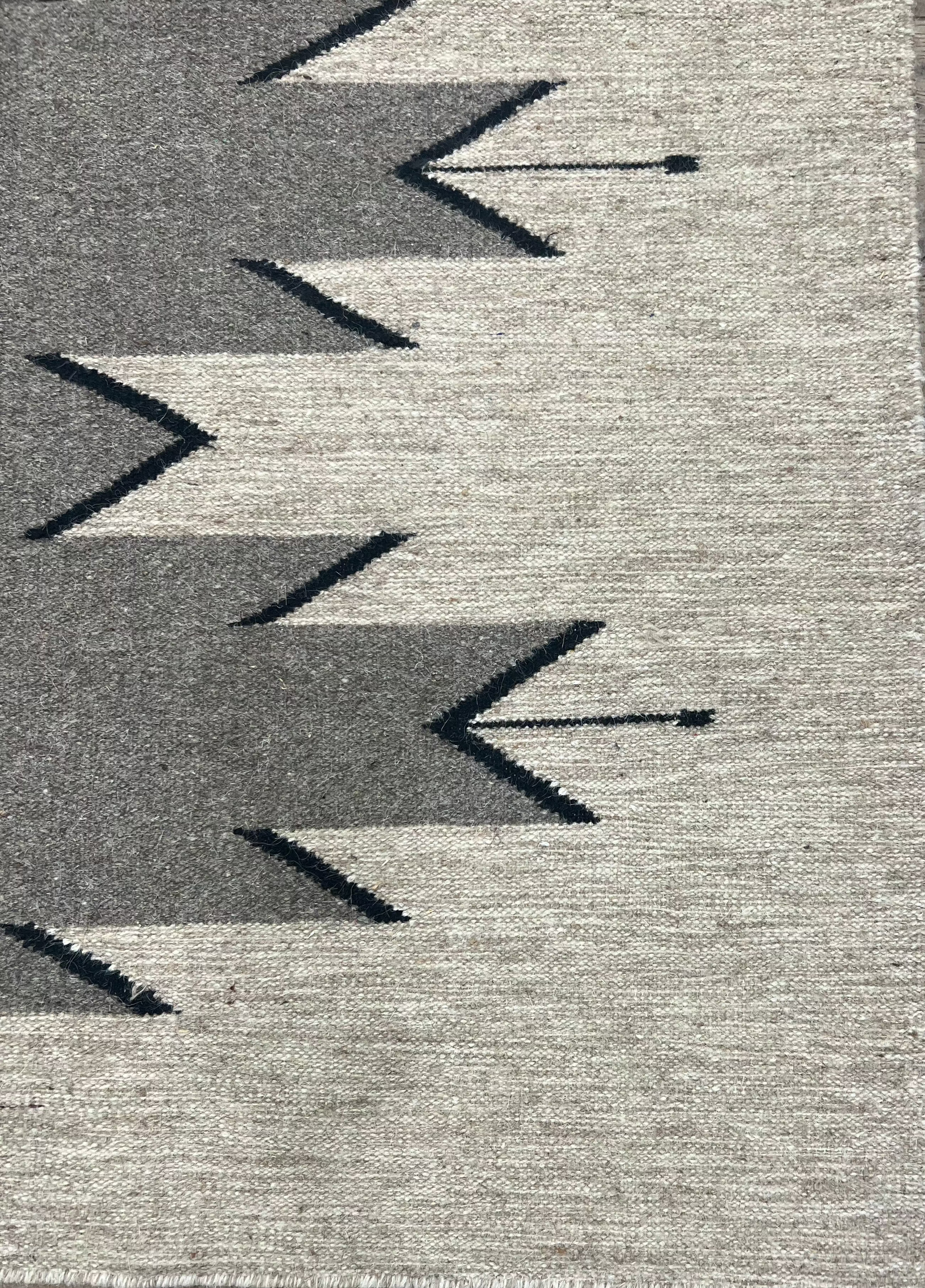 Geometric Greys Tribal Berber Wool Rug