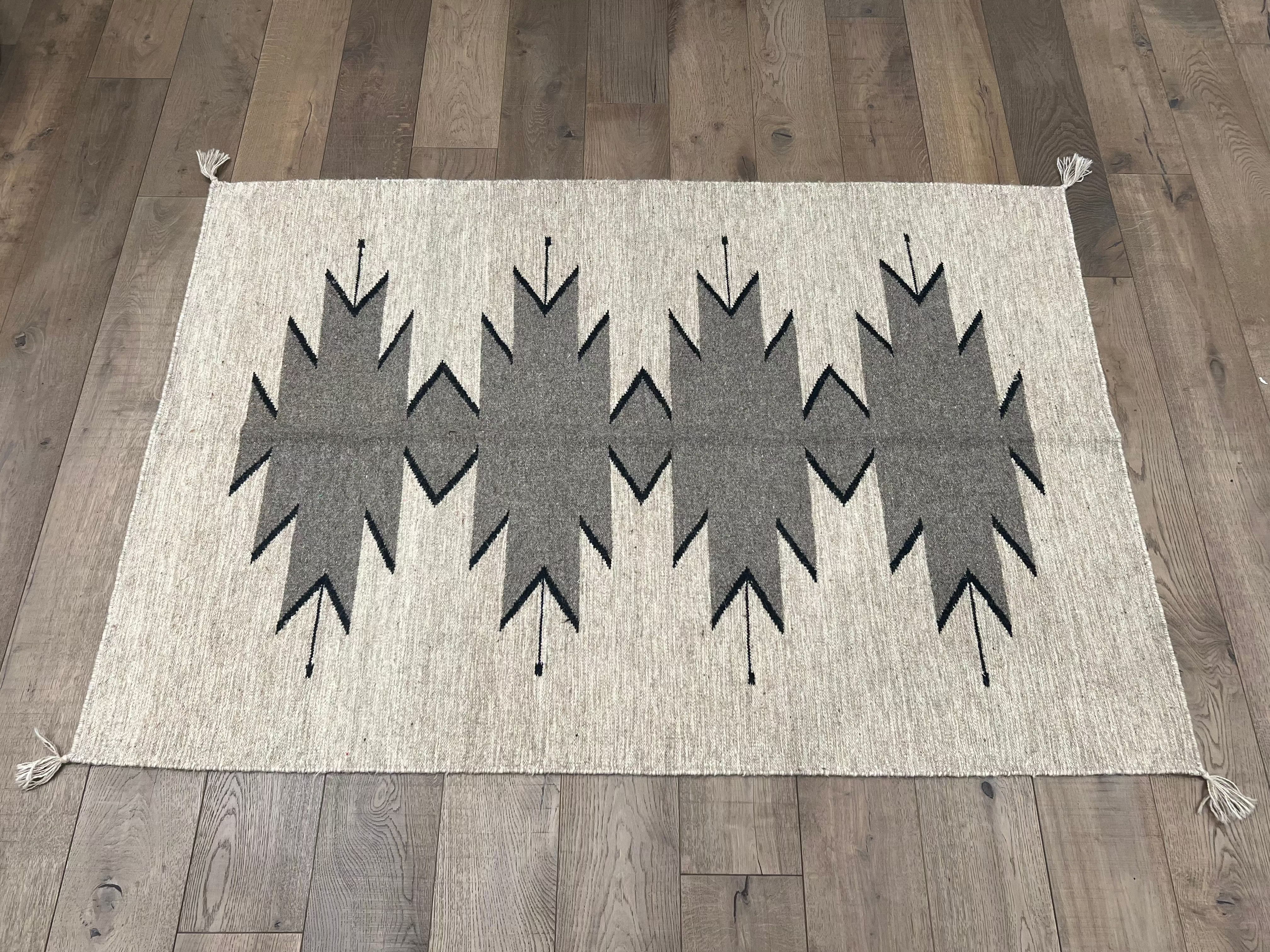 Geometric Greys Tribal Berber Wool Rug