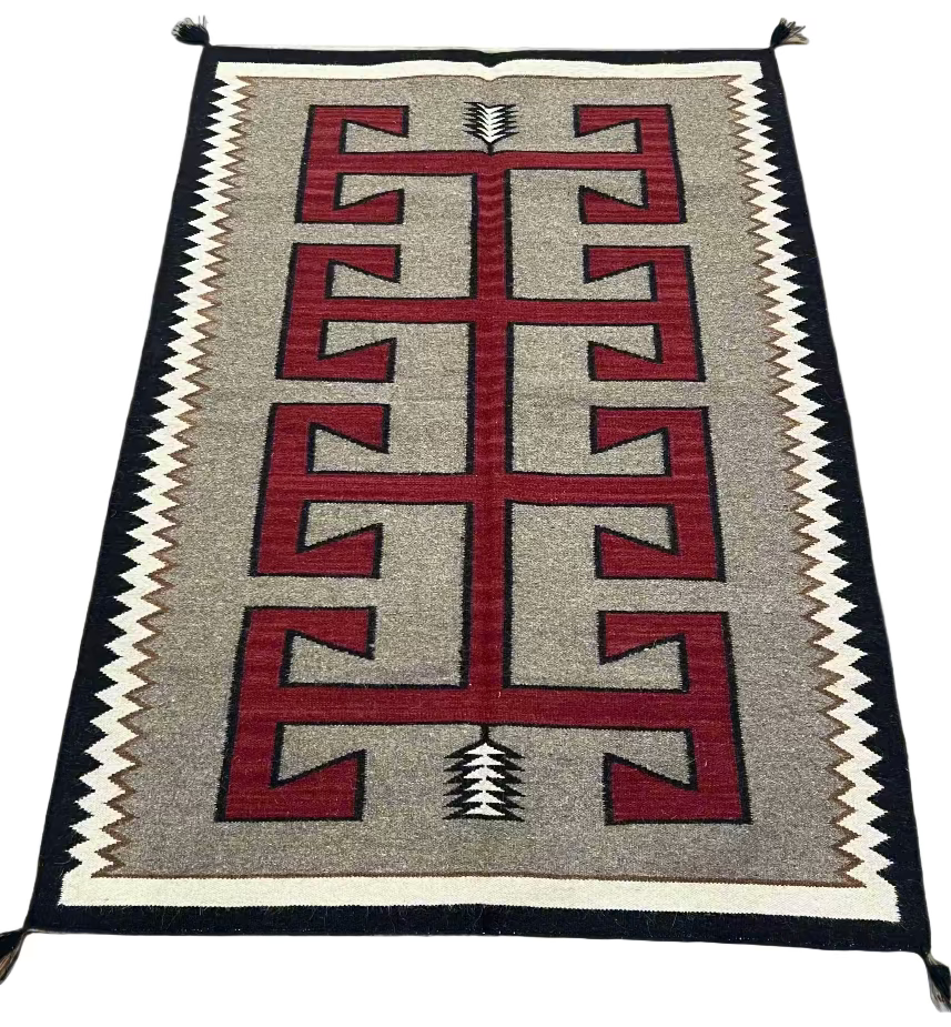 Red Geometric Tribal Berber Wool Rug