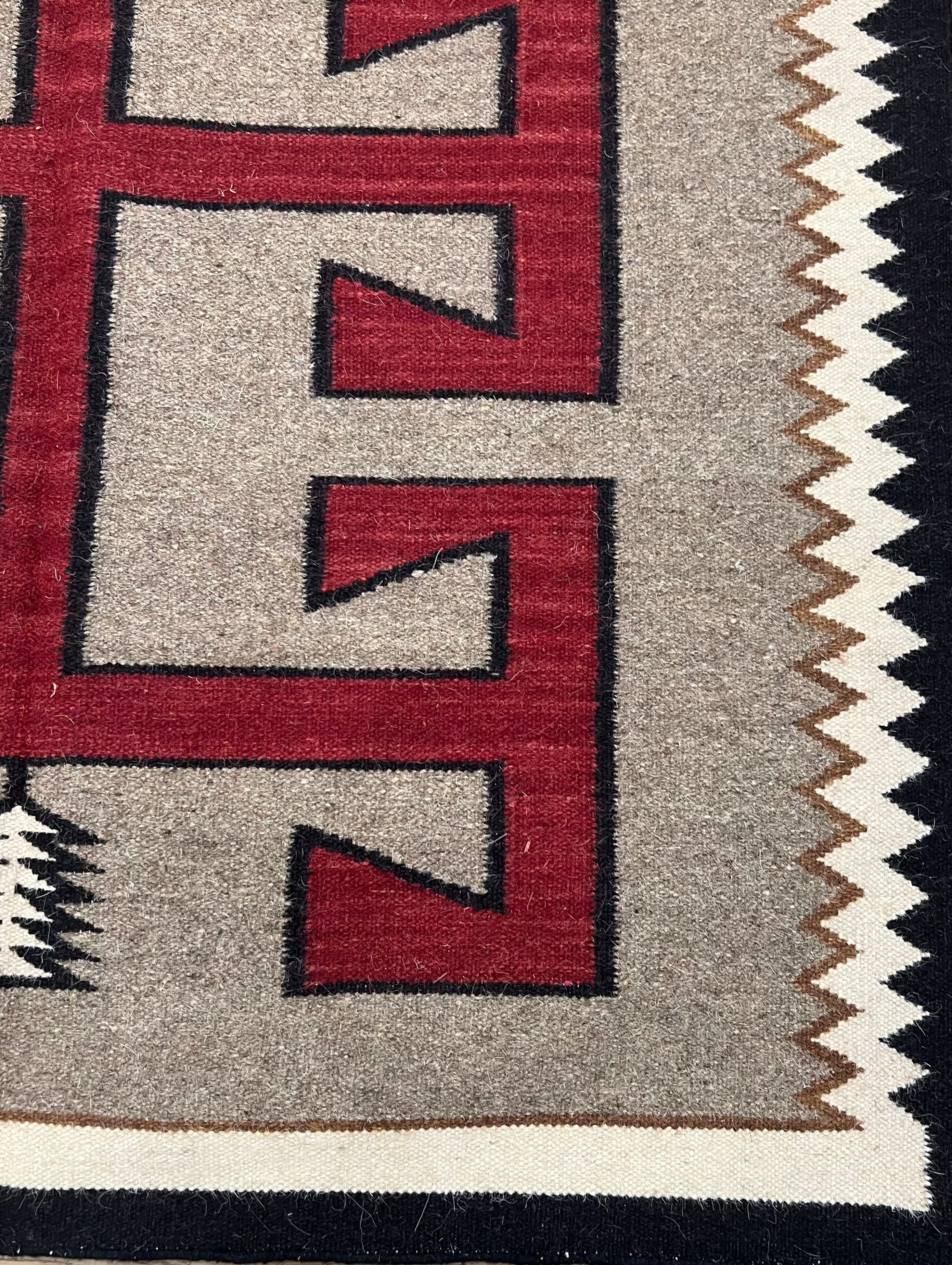 Red Geometric Tribal Berber Wool Rug