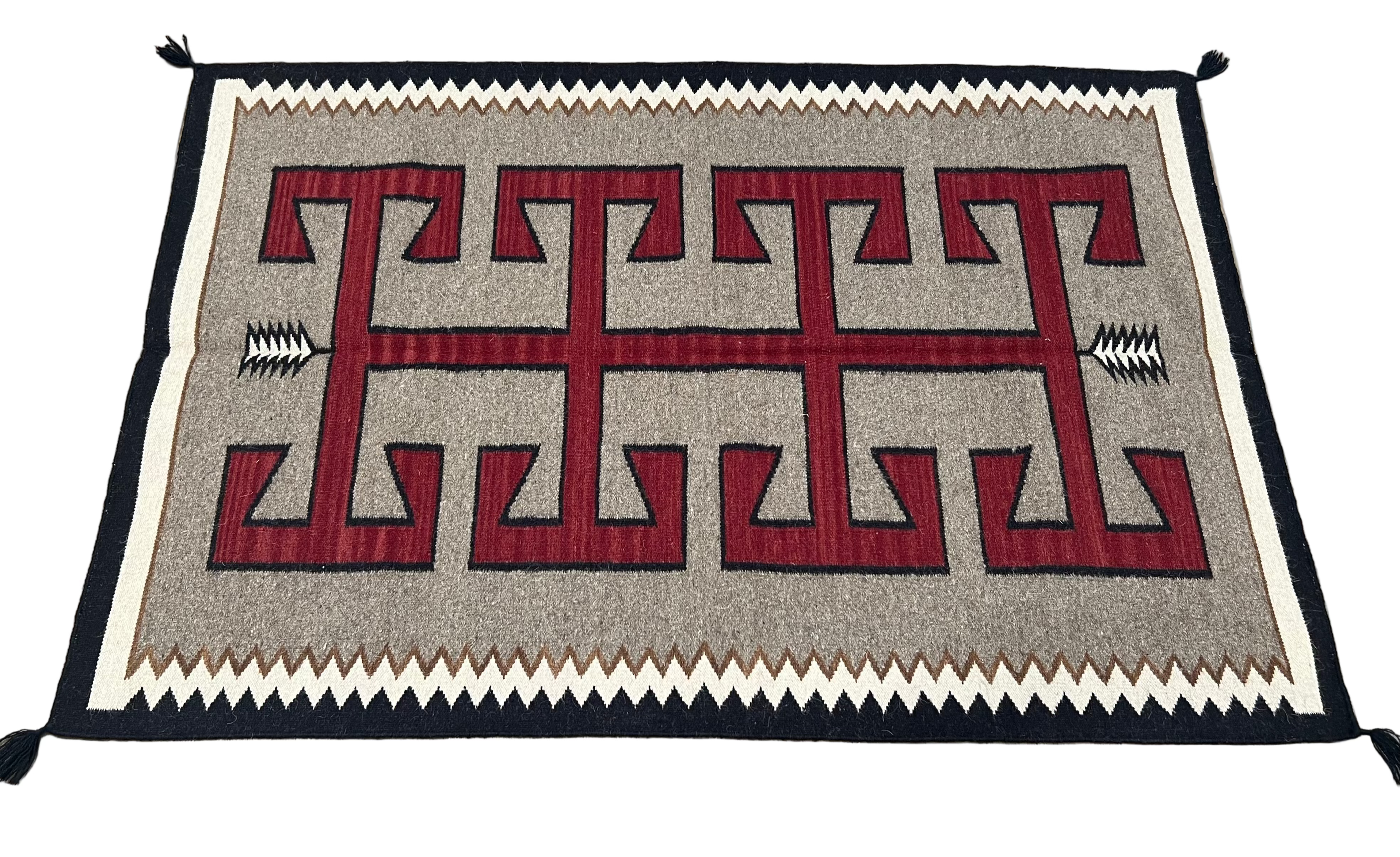 Red Geometric Tribal Berber Wool Rug