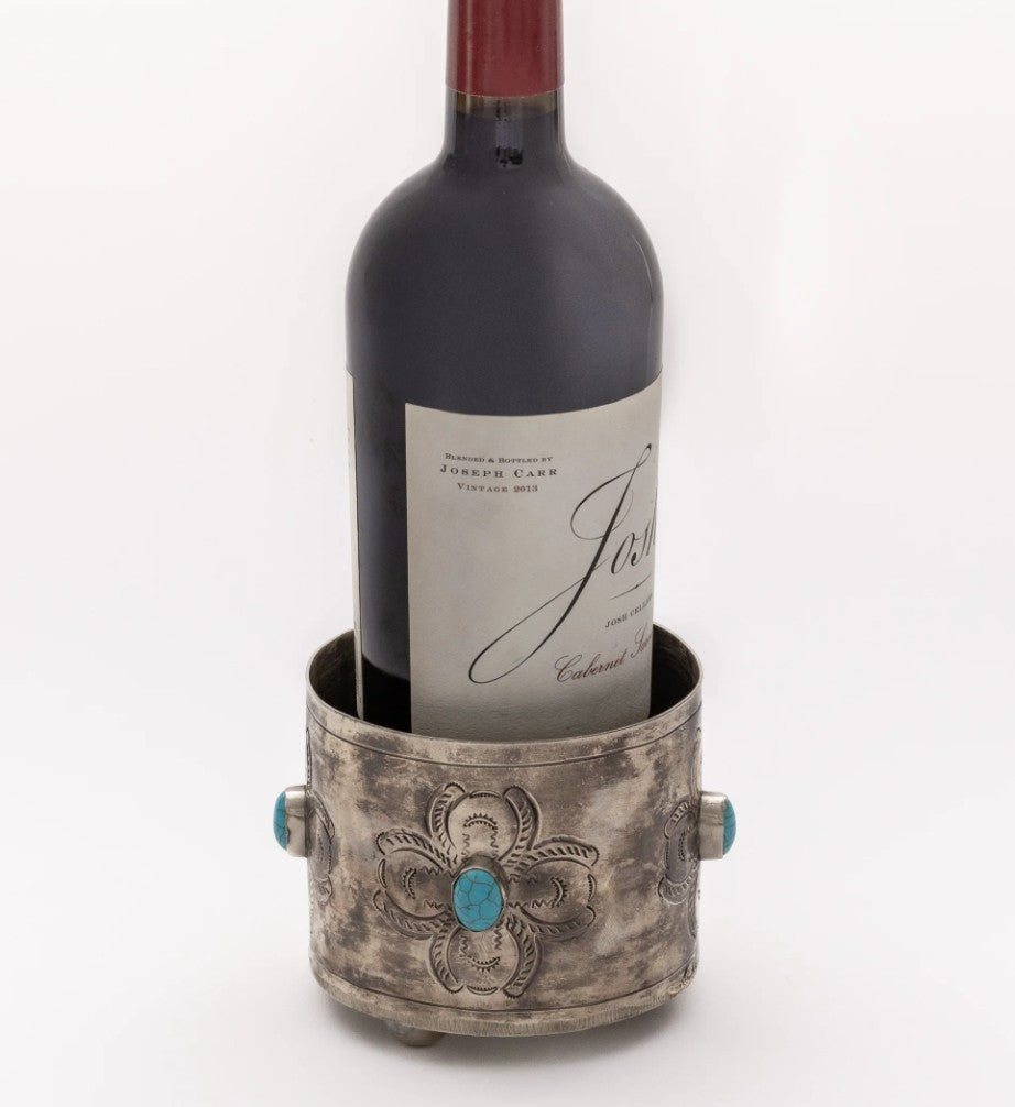 Silver Wine Holder/Vase with Turquoise