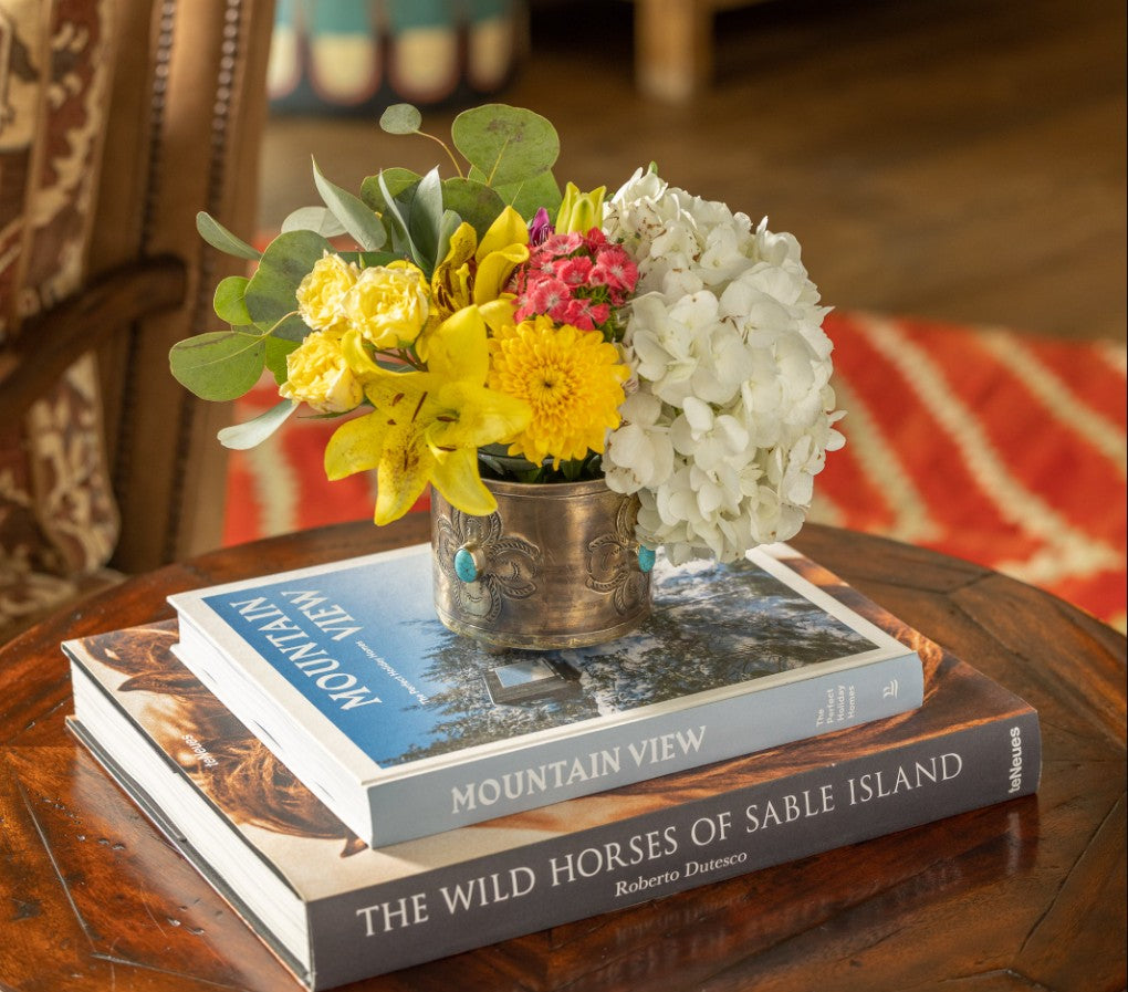 Silver Wine Holder/Vase with Turquoise