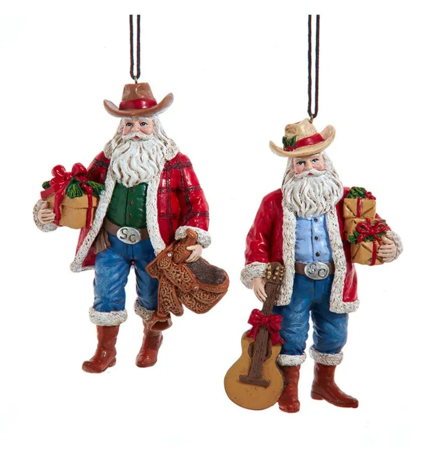 Western Cowboy Santa Ornament