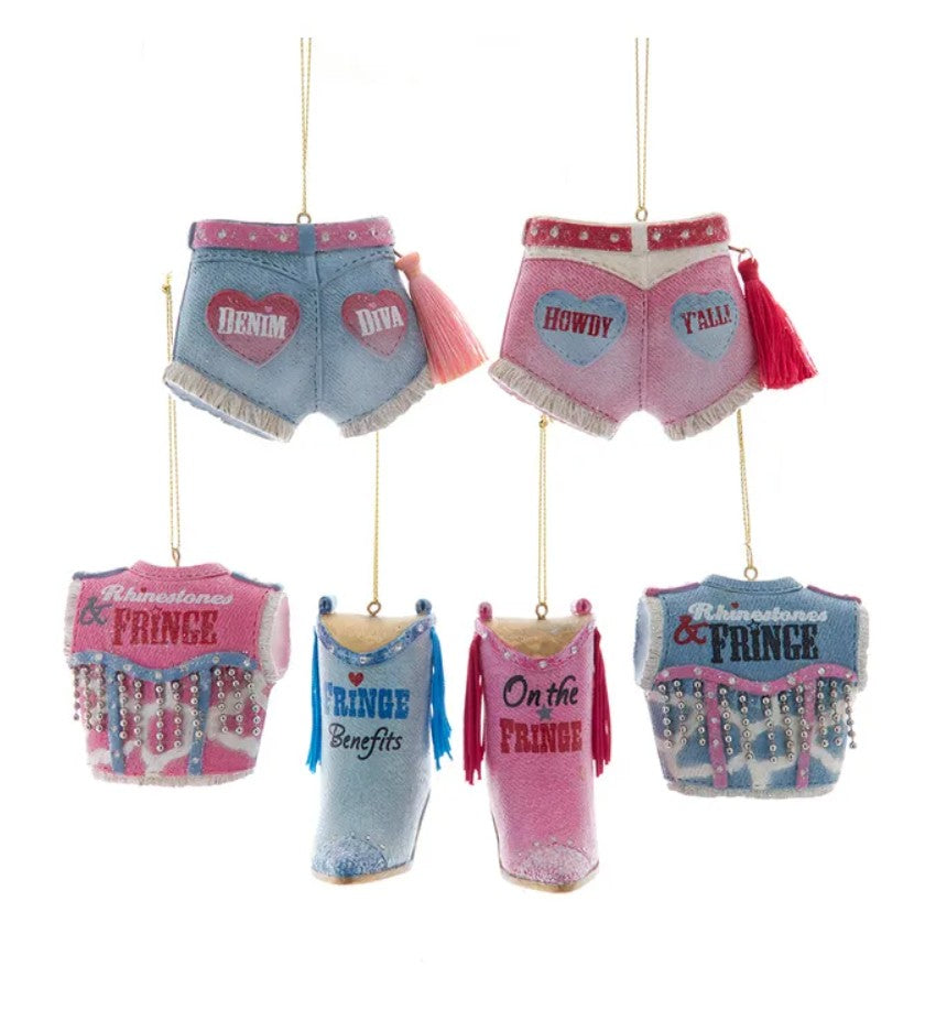 Cowboy Vest, Shorts, Boots With Fringe Ornaments