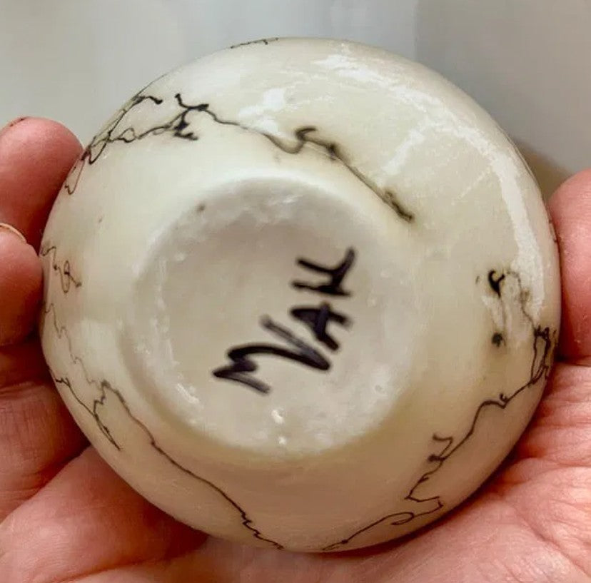 Vintage Native American Horse Hair Raku Small Jar