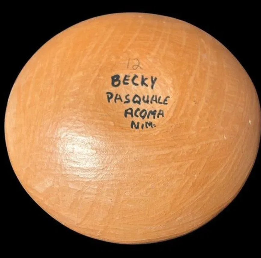 Vintage Native American Acoma Pueblo Pottery Seed Pot Signed Becky Pasquale